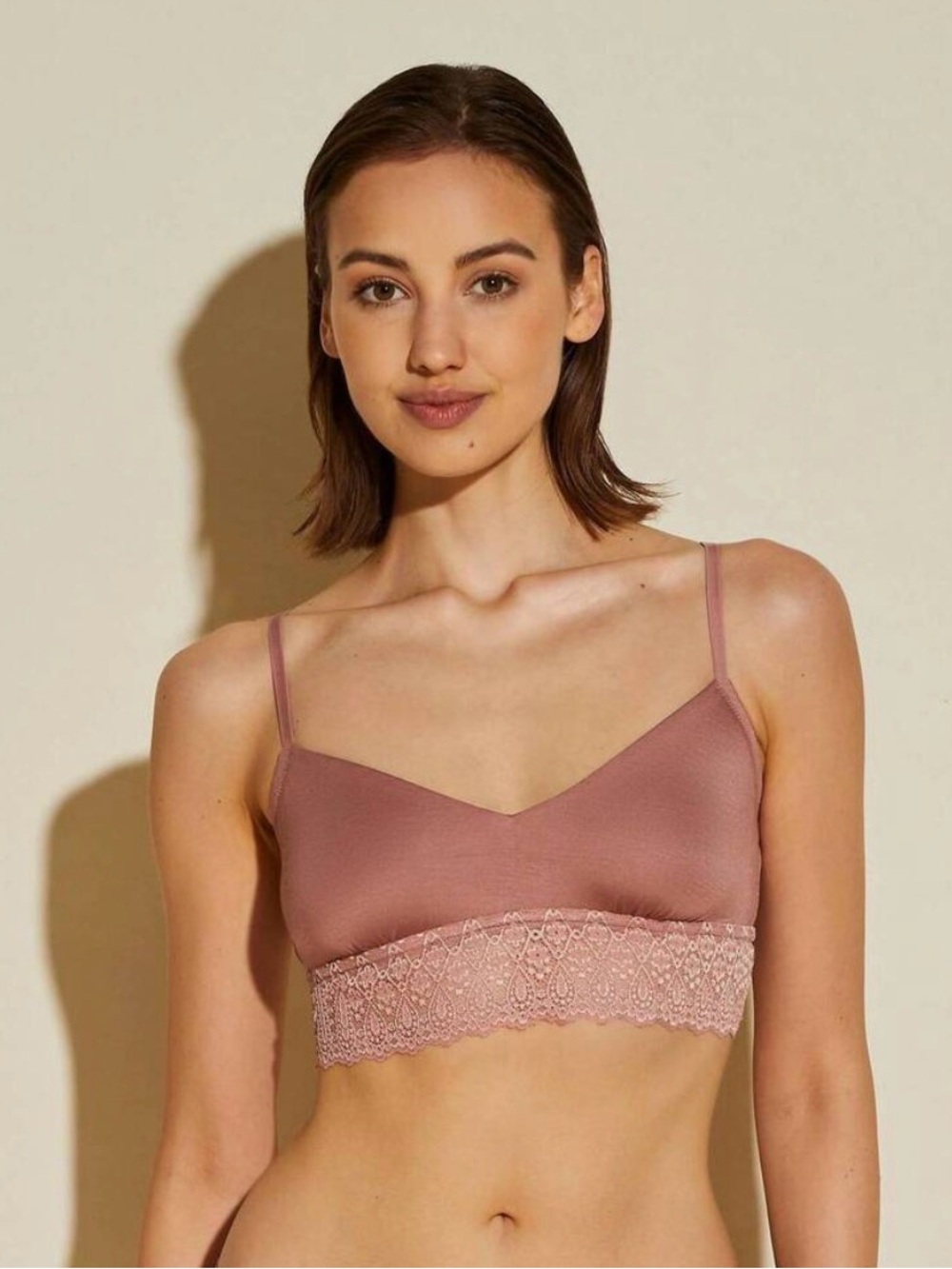 Cosabella Giulia Modal Tunis Mauve Lace-Trim Curvy Bralette S NWT GIULA1302